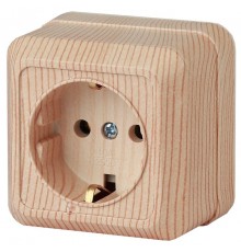 2-202-11 Intro Розетка 2P+E Schuko, 16А-250В, IP20, ОУ, Quadro, сосна  Б0027651  Intro