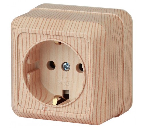 2-202-11 Intro Розетка 2P+E Schuko, 16А-250В, IP20, ОУ, Quadro, сосна  Б0027651  Intro