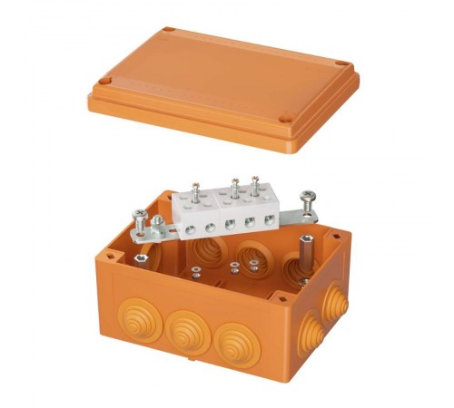 Коробка распределительная пластиковая FS огн., IP56,150х110х70мм, 5р, 450V,30A,16мм.кв с кабельными вводами и клеммниками  FSB21516  DKC