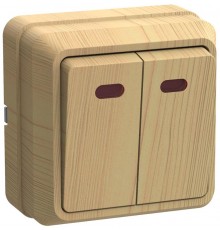 ОКТАВА сосна Выключатель 2-клавишный с индикацией 10А ВС20-2-1-ОС EVO21-K03-10-DC  GENERICA