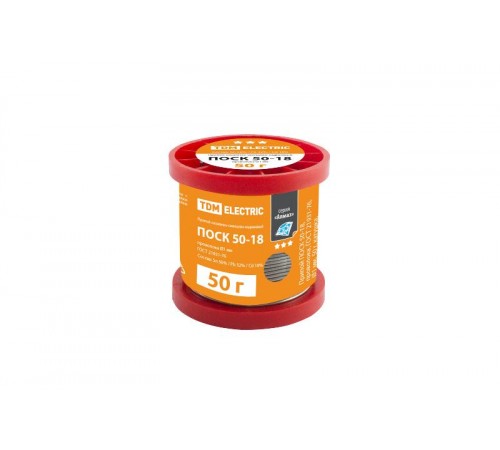 Припой ПОСК 50-18, проволока, ГОСТ 21931-76, 1 мм, 50 г, катушка, серия "Алмаз"  SQ1025-0344  TDM