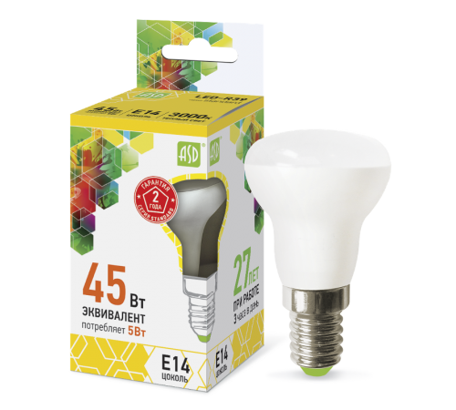Лампа светодиодная LED-R39-standard 5Вт 230В Е14 3000К 450Лм  4690612006697  ASD