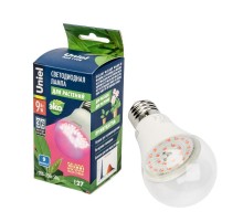 Лампа светодиодная LED-A60-9W/SP/E27/CL ALM01WH LED для растений. "груша" прозрачная колба. Материал корпуса пластик. Упаковка .  09645  Uniel