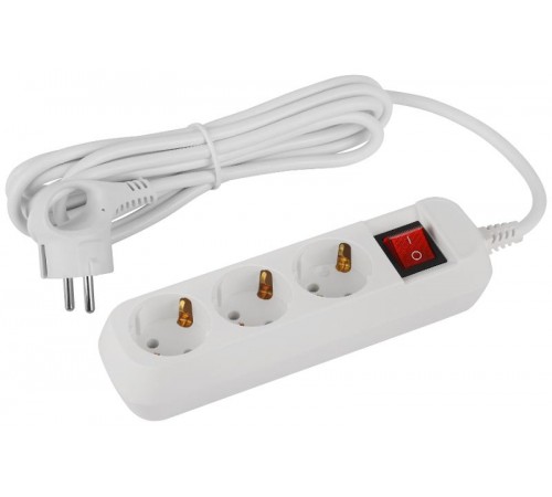 Удлинитель электрический ЭРА UDL-16-330-ES Greenline 3 розетки с заземлением с выключателем 3м ПВС 3x1мм2   Б0065056  ЭРА