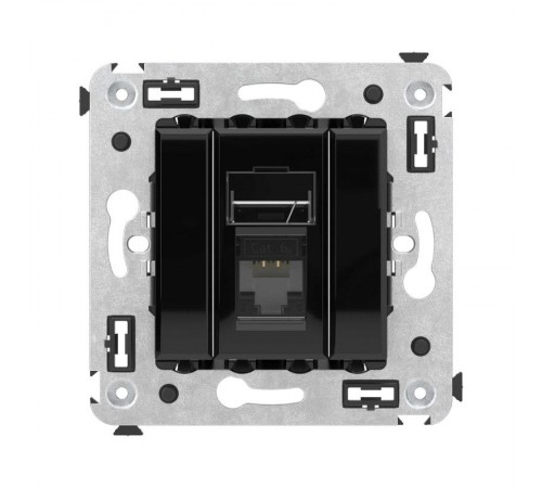 Компьютерная розетка RJ-45 в стену, кат.6А одинарная, "Avanti", "Черный квадрат"  4402373  DKC