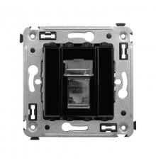 Компьютерная розетка RJ-45 в стену, кат.6А одинарная, "Avanti", "Черный квадрат"  4402373  DKC