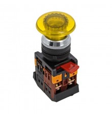 Кнопка AELA-22 "Грибок" желтая с подсветкой NO+NC 220В EKF PROxima  pbn-aela-1o-220  EKF