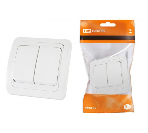Выключатель 2-кл. 10А белый "Валдай"   SQ1804-0002  TDM