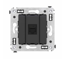 Компьютерная розетка RJ-45 без шторки в стену, кат.6 одинарная, "Avanti", "Черный матовый"  4412693  DKC