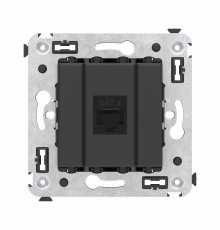Компьютерная розетка RJ-45 без шторки в стену, кат.6 одинарная, "Avanti", "Черный матовый"  4412693  DKC