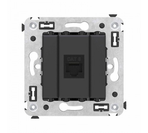Компьютерная розетка RJ-45 без шторки в стену, кат.6 одинарная, "Avanti", "Черный матовый"  4412693  DKC