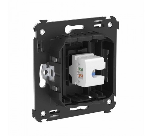 Компьютерная розетка RJ-45 без шторки в стену, кат.6 одинарная, "Avanti", "Черный матовый"  4412693  DKC