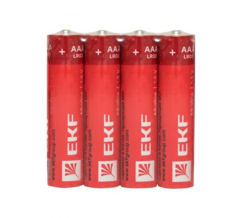 Батарейка алкалиновая типа ААА(LR03) шринк 4шт.  LR03-SR4  EKF