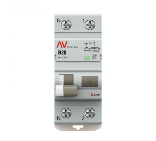 Дифференциальный автомат (УЗО) DVA-10 1P+N 20А (B) 30мА (AC) 10кА  AVERES rcbo10-1pn-20B-30-ac-av EKF
