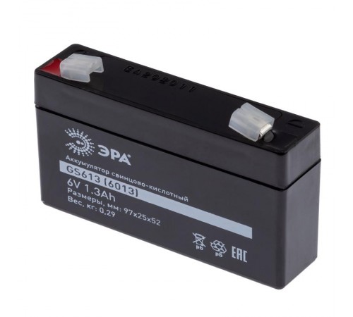 Аккумулятор GS613 (Cвинцово-кислотный 6V 1,3) (40/1440)  Б0050079  ЭРА