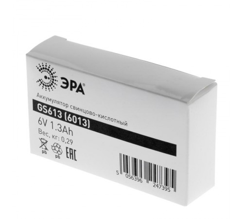 Аккумулятор GS613 (Cвинцово-кислотный 6V 1,3) (40/1440)  Б0050079  ЭРА