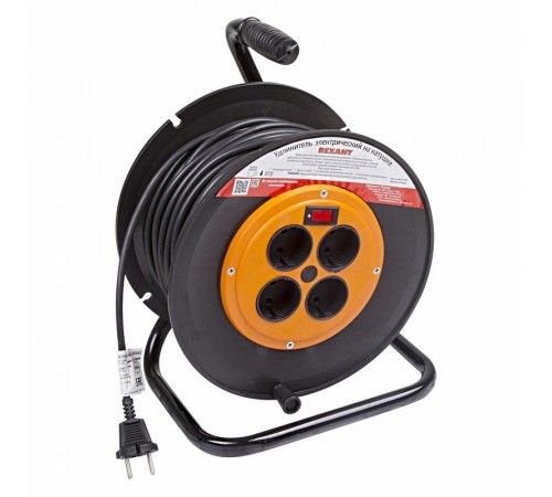 Удлинитель на катушке 50 м (4 розетки) 2х1.0 мм, с вкл.  11-7550  REXANT