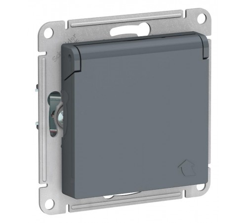 AtlasDesign Грифель Розетка с заземлением, со шторками с защ крышкой IP20 16А  ATN000746  SE