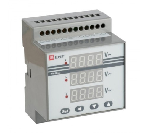 Вольтметр VM-DG33 цифровой на DIN трехфазный  vd-g33  EKF