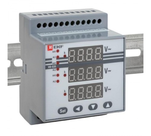 Вольтметр VM-DG33 цифровой на DIN трехфазный  vd-g33  EKF
