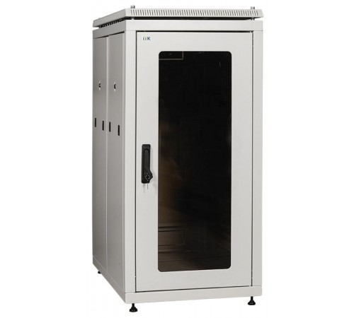 Шкаф сетевой 19" LINEA N 18U 600х1000 мм стеклянная передняя дверь серый  LN35-18U61-G  ITK