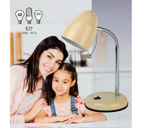 Светильник настольный N-116-Е27-40W-BG бежевый (16/96)  Б0047202  ЭРА