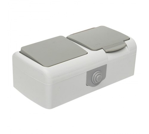 Мурманск Блок  розетка 1-м 16А с заземлением с крышкой+ 1-кл выключатель IP54 серый EKFEFRV16-050-30-540EKF