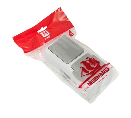 Мурманск Блок  розетка 1-м 16А с заземлением с крышкой+ 1-кл выключатель IP54 серый EKFEFRV16-050-30-540EKF