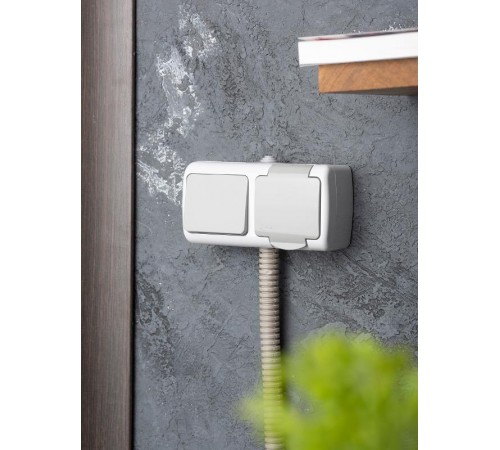 Мурманск Блок  розетка 1-м 16А с заземлением с крышкой+ 1-кл выключатель IP54 серый EKFEFRV16-050-30-540EKF