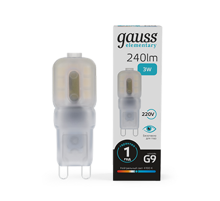 Лампа светодиодная Elementary G9 AC220-240V 3W 240lm 4100K пластик LED 1/10/200  14923  Gauss