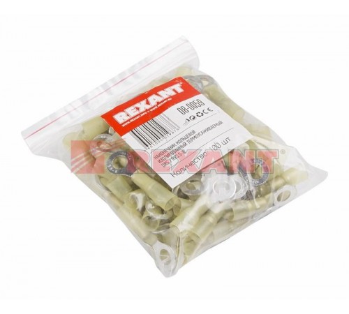 Наконечник кольцевой изолированный термоусаживаемый  8.4 мм 4-6 мм (НКи-т 6.0-8/НКи-т5,5-8) желтый  08-0059  REXANT