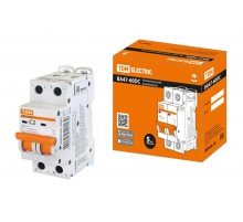Выключатель автоматический двухполюсный ВА47-60DC 2P 2А 6кА х-ка С  SQ0223-1021  TDM