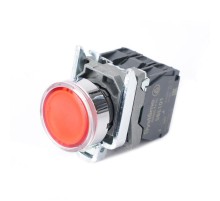 Кнопка SB4 с подсветкой в сборе модульная 22мм красная металл 24ВDC 1НО+1НЗ  SB4BW34B5  SE