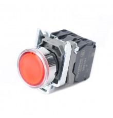 Кнопка SB4 с подсветкой в сборе модульная 22мм красная металл 24ВDC 1НО+1НЗ  SB4BW34B5  SE