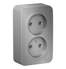 Blanca Алюминий О/У с изолирующей пластиной Розетка 2-ая без заземления без шторок 16А, 250В  BLNRA000213  SE