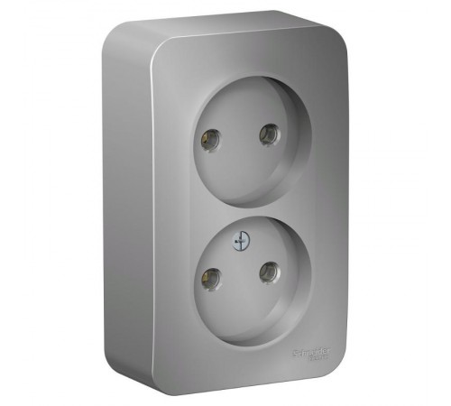 Blanca Алюминий О/У с изолирующей пластиной Розетка 2-ая без заземления без шторок 16А, 250В  BLNRA000213  SE