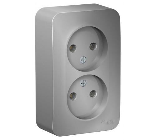 Blanca Алюминий О/У с изолирующей пластиной Розетка 2-ая без заземления без шторок 16А, 250В  BLNRA000213  SE