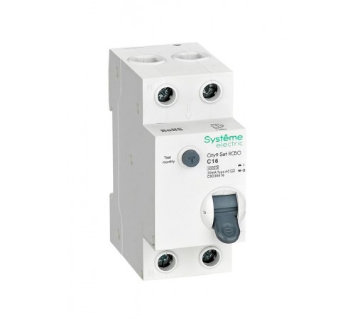 Выключатель автоматический дифференциального тока 1P+N 16A C 6kA 30мА Тип-АС City9  C9D36616 Systeme Electric
