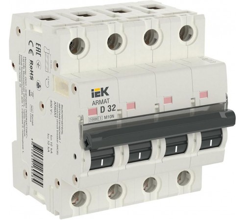 Выключатель автоматический четырехполюсный M10N 4P D 32А 10кА ARMAT  AR-M10N-4-D032  IEK