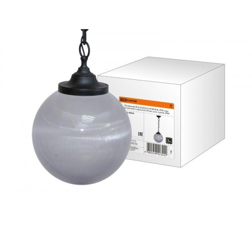 Светильник НСБ 02-60-252 УХЛ4 60 Вт, IP40, шар прозрачный с огранкой 250 мм, цепь черная  SQ0313-0010  TDM