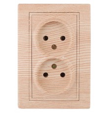 1-204-11 Intro Розетка 2х2P, 16А-250В, IP20, СУ, Plano, сосна  Б0030069  Intro