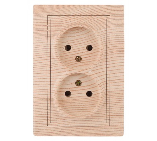 1-204-11 Intro Розетка 2х2P, 16А-250В, IP20, СУ, Plano, сосна  Б0030069  Intro