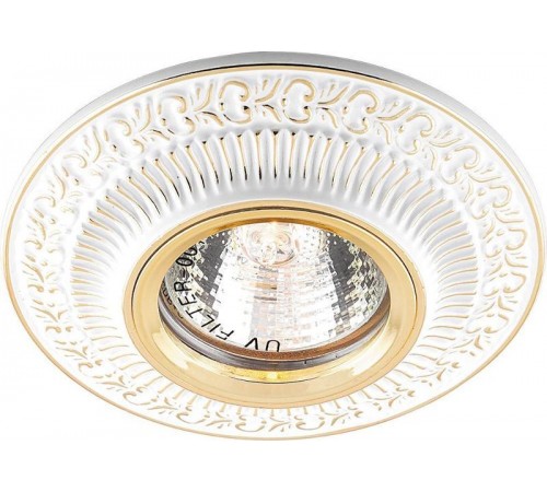 Светильник точечный встраиваемый под лампу DL6240 MR16 50W G5.3 белый золотой  28884  FERON