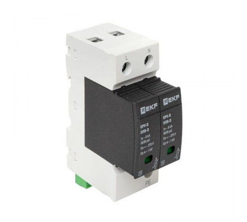 Ограничитель импульсных напряжений серии ОПВ-D/2P In 5кА 230В (с сигнализацией) EKF PROxima  opv-d2  EKF