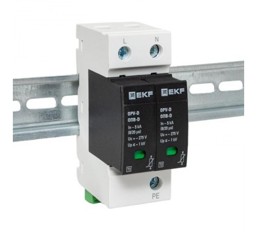 Ограничитель импульсных напряжений серии ОПВ-D/2P In 5кА 230В (с сигнализацией) EKF PROxima  opv-d2  EKF