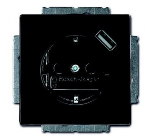 Розетка Schuko с устройством зарядным USB, 20 EUCBUSB-81-500, Carat чёрный(антрацит), 16А, 700 мА  2011-0-6176   2CKA002011A6176  ABB