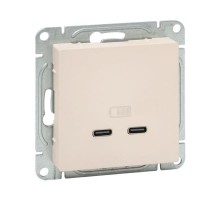 Механизм розетки USB-C - 2шт, кремовый Эпика  UP1-SOI-2USBC EKF