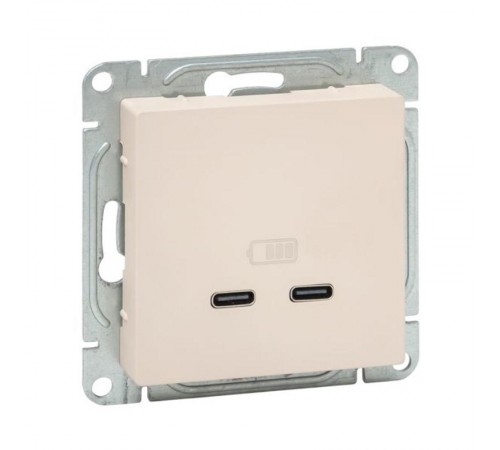 Механизм розетки USB-C - 2шт, кремовый Эпика  UP1-SOI-2USBC EKF