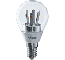 Лампа светодиодная LED 5Вт Е14 230В 2700К NLL-G45-5-230-2.7K-E14-CL шарик прозрачный  71294  Navigator