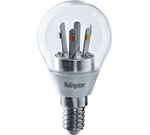 Лампа светодиодная LED 5Вт Е14 230В 2700К NLL-G45-5-230-2.7K-E14-CL шарик прозрачный  71294  Navigator